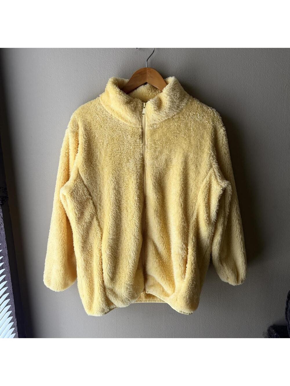 WCQ Butter Yellow Fuzzy Zip-Up Fleece Jacket 💛 Size L